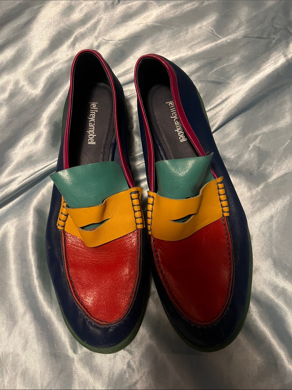 Jeffrey Campbell Multicolor Leather Loafers - Red, Blue, Yellow, Green